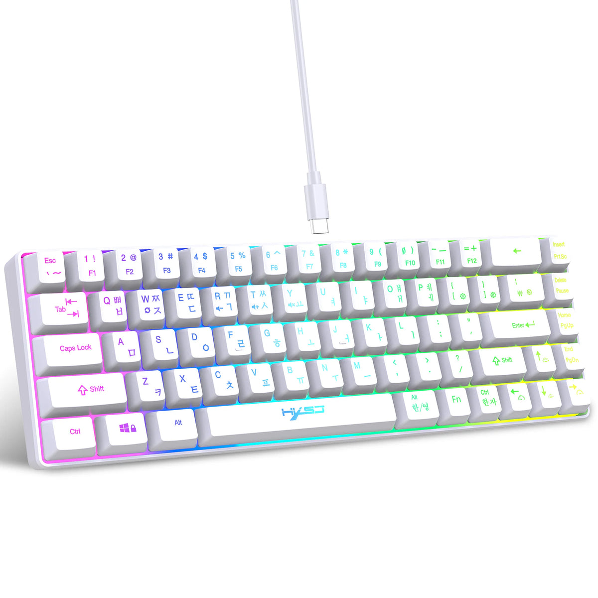 Keys Gaming Keyboard USB Wired Portable 20 RGB Backlight Korean Keyboard for Windows Laptops Computer